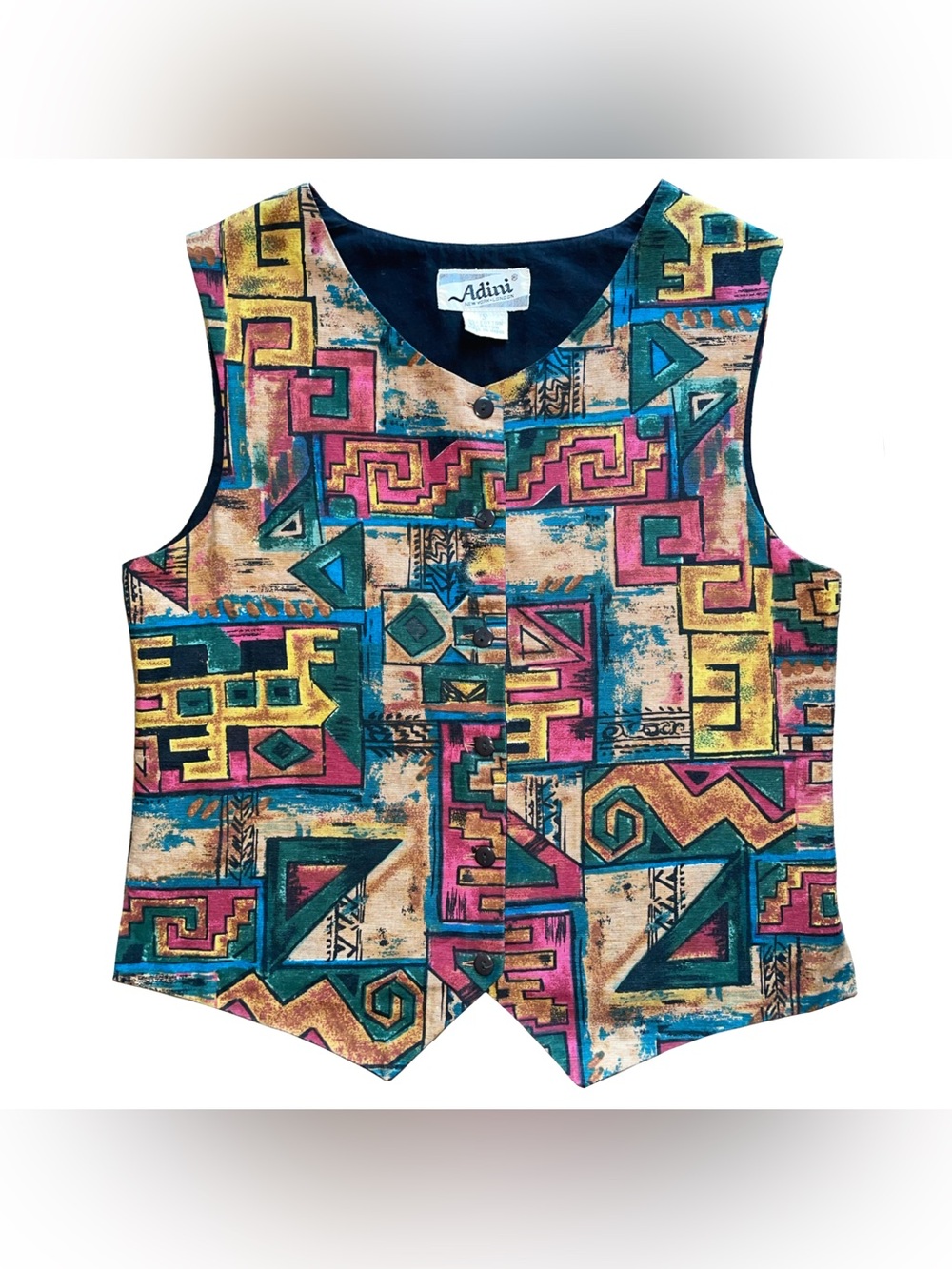 VTG Adini Waistcoat S Geometric Indian Boho Festival Cotton Indie Abstract Folk